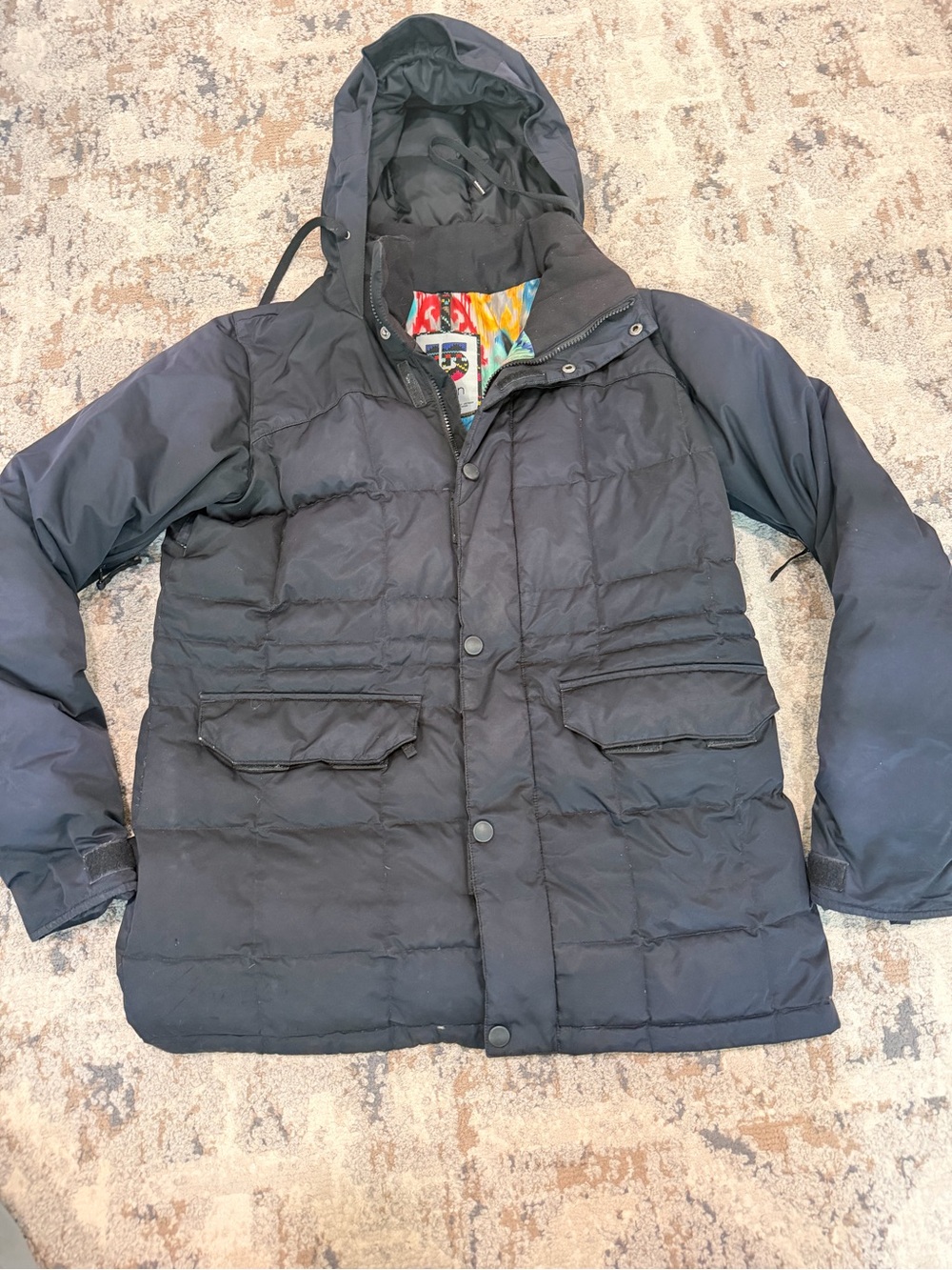 Burtons black hooded puffer
